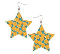 Fresh Orange Fruit Printed Leather Pierced Earring Set, 1 Pair Lightweight Bohemian Earrings Birthday Party Jewelry Gifts For Women