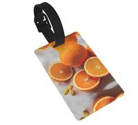 Fresh Orange Fruit Printed Small Luggage Tags Portable Bag ID Holders with Adjustable Strap for Travel Gear