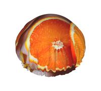 Fresh Orange Large Size Waterproof Fruit Printing Shower Cap For Women And Men Reusable Lightweight