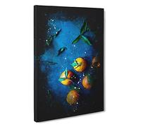 Fresh Oranges Paint Splash Canvas Print for Living Room Bedroom Home Office Décor, Wall Art Picture Ready to Hang, 30 x 20 Inch (76 x 50 cm)