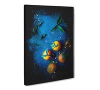 Fresh Oranges Paint Splash Modern Canvas Wall Art Print Ready to Hang, Framed Picture for Living Room Bedroom Home Office Décor, 30x20 Inch (76x50 cm)