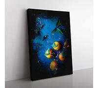 Fresh Oranges Paint Splash Modern Canvas Wall Art Print Ready to Hang, Framed Picture for Living Room Bedroom Home Office Décor, 76x50 cm (30x20 Inch)