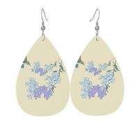 Fresh Orchids Prints Leather Teardrop earrings Pendant Stylish and beautiful Lightweight Dangle for Women Girls