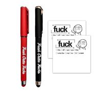 Fresh Outta Fucks Pad and Pen, Rude Pens and Sticky Notes Set, Funny Desk Accessories, Funny Pens Novelty Notepads Office Supplies for Friends Funny Gifts (2*Pen+2*Note)