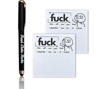 Fresh Outta Fucks Pad and Pen, Rude Pens and Sticky Notes Set,Funny Desk Accessories White Elephant Gift for Friends Co-Workers, Funny Christmas Gifts Stocking Stuffers for Men Women (1*Pen+2*Note)