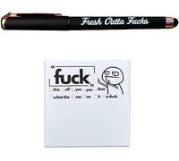 Fresh Outta Fucks Pad and Pen, Snarky Fresh Outta Fucks Pen Set, Funny and Sarcastic Pad and Pen Accessory, for Friends, Co-Workers, Boss Gifts (Black)