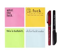 Fresh Outta Fucks Pad and Pen, Snarky Novelty Office Supplies, Funny Sticky Notes and Pen Set, Novelty Pen Desk Accessory Gifts for Friends, Co-Workers (2pen+4Color Note)