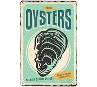 Fresh Oysters Seafood Vintage Metal Sign Tin Retro Poster Home Decor Bar Kitchen Wall Sign Art 12x8 inch