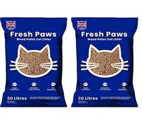 Fresh Paws Premium Wood Pellet Cat Litter, 30 L (Pack of 2)
