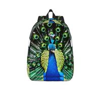 Fresh Peacock Canvas Backpack Travel Laptop Bag, Anti-Water And Ergonomic Straps For College Work, Black, M