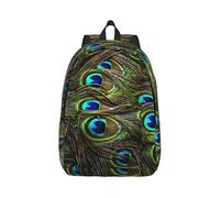 Fresh Peacock Canvas Backpack Travel Laptop Bag, Anti-Water And Ergonomic Straps For College Work, Black, M
