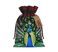 Fresh peacock Print Christmas Drawstring Bags Reusable Santa Sack,for Candy,Wedding,Gifts And Storage