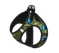 Fresh Peacock Print Pet Leash Vest Soft Adjustable Step in Puppy Vest Outdoor Walking with Leash