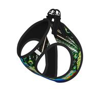 Fresh Peacock Print Step in Dog Harness and Leash Set,Adjustable Reflective Harness for Small Dogs Cats