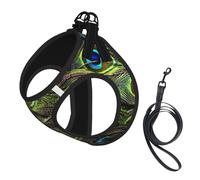 Fresh Peacock Printing Dog Summer Harness,Soft Light Puppy Vest,Breathable Pet Harness Reflective For Easy Walking