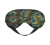 Fresh Peacock Printing Double Side Soft Eye Mask Reversible Design, Adjustable for Snug Fit, Blocks Light Eye Mask