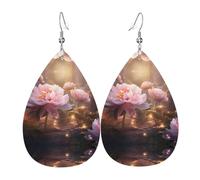 Fresh peonies Leather earrings, European and American style earrings for young women, birthday gifts/Valentine's Day gifts