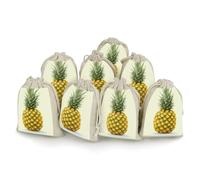 Fresh Pineapple Bunches Pocket Cotton And Hemp with Drawstring 8 Pieces Reusable Gift Bags Jewelry Pouch for Wedding DIY Craft Party (4.9 X 6.7 Inch)
