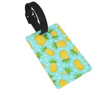 Fresh Pineapple Print Luggage Bag Tag, Waterproof PVC Suitcase Tags with Wristband for Easy Luggage Identification