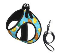 Fresh Pineapple Print Pet Leash Vest,Breathable Mesh Pet Harness, Reflective For Small Medium Dogs Safe Easy Walking