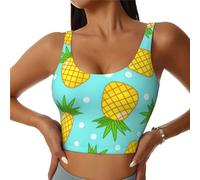 Fresh Pineapple Print Sports Bra for Women, Seamless Sports Bras Vest, for Running Workout Bra Yoga Bra Black
