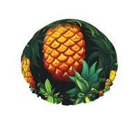 Fresh pineapple Printed shower cap, reusable, specially designed for women's long hair, double-layer structure, suitable for bathing.