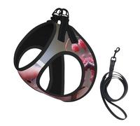 Fresh Pink Bird Print Pet Leash Vest Soft Adjustable Step in Puppy Vest Outdoor Walking with Leash