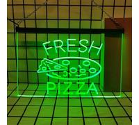 Fresh Pizza Neon Sign for Wall Decor, USB Powered Dimmable LED Neon Lights for Pizza Shop Fast Food Restaurants Party,Green,30x20cm