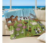 Fresh Playful Hand-painted Cartoon Animal Printed Blanket, Soft Cozy Flannel Throw, Ideal for Kids' Sofa Bed Decor (05,150x200cm)