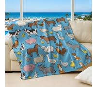 Fresh Playful Hand-painted Cartoon Animal Printed Blanket, Soft Cozy Flannel Throw, Ideal for Kids' Sofa Bed Decor (02,200x200cm)