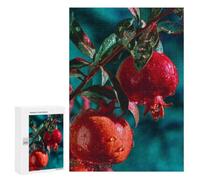 Fresh Pomegranates with Dew Drops: Winter Activity Gift, 300 PCS Wooden Brain Teaser for Adults, with A Decorative Finished Picture