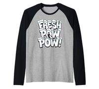 Fresh Powder Funny Skiing Snow Skier Silhouette Pow Design Raglan Baseball Tee