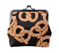 Fresh Pretzel, PU Leather Coin Purse, Small Wallets, Change Pouch with Kiss Lock Clasp Buckle, Change Purse