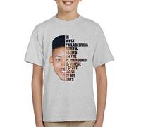 Fresh Prince of Bel Air Half Head Text Kid's T-Shirt Heather Grey