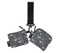 Fresh Print Flower Branch Dual Coin Purse Credit Card Holder Wallet Cute Fashion Women Credit Card Case Coin Purse with Zipper Pocket for Work Travel 2 Pcs, Fresh print flower branch black, One Size,