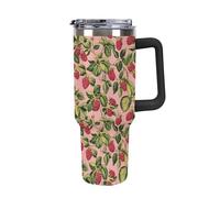 Fresh Raspberry 40 Oz Tumbler Car Cup with Handle Insulated Cups Large Capacity Coffee Mug Water Bottle
