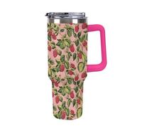 Fresh Raspberry 40 Oz Tumbler Car Cup with Handle Insulated Cups Large Capacity Coffee Mug Water Bottle