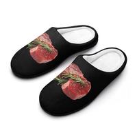 Fresh Raw Beef Meat Men's Cotton Slippers Memory Foam Warm House Shoes for Indoor Outdoor