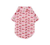 Fresh Red Cherry Fruit Pink Aesthetic Summer Dog Shirt Button Up Soft, Lightweight, and Breathable Short Sleeve Pet T-Shirt Puppy Clothes Perfect for Everyday Wear, and Photoshoots 3XL