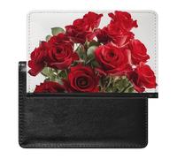 Fresh Red Roses Passport Holder Cover Secure Travel Wallet PU Leather Credit Cards Passport Organizer Bag for Women Men, white, One Size, Modern