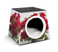 Fresh Red Roses Pet Tent for Small Cats and Dogs,Cat House - Soft Comfort Washable,Dog Bed Open Design Pet Tents Indoor Outdoor Travel