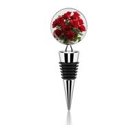 Fresh Red Roses Wine Stopper Zinc Alloy Beverage Bottle Stopper Reusable Leak Proof Wine Cork Cute Champagne Saver Decorative Bottle Sealer Plug Gift for Men Women