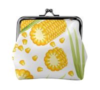 Fresh Ripe Corn Cobs Pattern, PU Leather Coin Purse, Small Wallets, Change Pouch with Kiss Lock Clasp Buckle, Change Purse