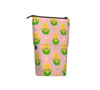 Fresh Ripe Corn Cobs Pattern Telescopic Pencil Pouch Standing Pencil Organizer with Zipper Pen Organiser for Holiday Cosmetic Students