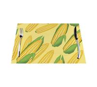 Fresh Ripe Corn Cobs, Set of 6 Washable PVC Table Mats Placemats For Dining Table Heat Resistant Tray Mats 30x45 cm