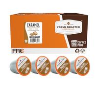 Fresh Roasted Coffee, Caramel, Flavored Coffee Pods, 96 Count