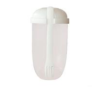 Fresh Salad Cup with Fork and Lid, 1000ml Portable Food Container for Lunch On-The-Go, Leak-Proof Salad Shaker with Dressing Holder, Pac(White)