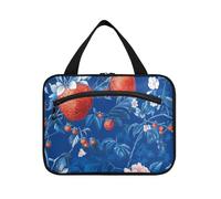 Fresh Salmonberry Fruit Royal Blue Hanging Toiletry Bags for Men with Hook, Designer Essentials Hanging Makeup Bag for Adults Work bolsas de maquillaje para Mujer L
