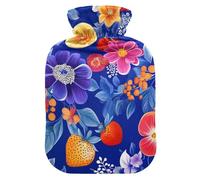 Fresh Salmonberry Fruit Royal Blue hot Water Bottle with Soft Cover, 1L hotwater Bag for ( Scenario), Period Cramps, Bolsa Caliente para Dolores musculares