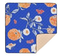 Fresh Salmonberry Fruit Royal Blue Soft Padded Baby Play Mat for Floor Portable Tummy Time Activity Mat for Baby Kids Toddlers Infants, 50'' x 50''